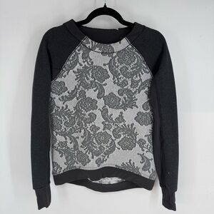 Lululemon Lace Viral Black and Gray Floral Crewneck Sweatshirt